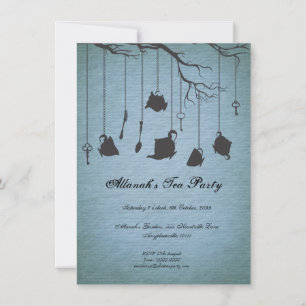 Invitación Pots Cups & Keys Fiesta del té de cumpleaños no po
