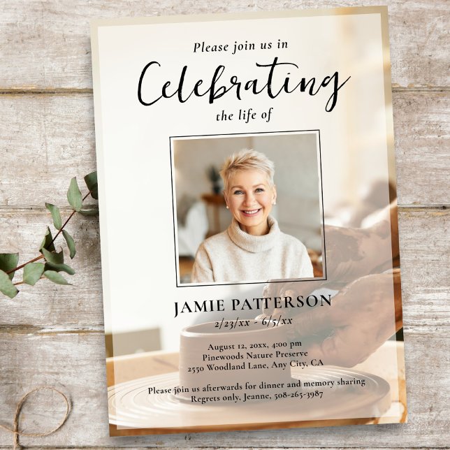 Invitación Potter Ceramicist, Life Celebration Funeral Photo (Subido por el creador)