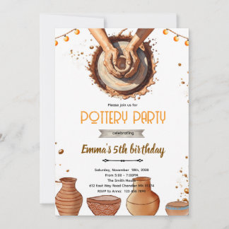 Invitación Pottery party theme invitation 