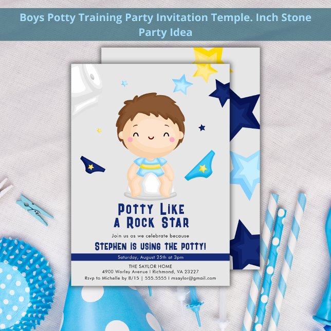 Invitación Potty Like A Rock Star Boys Pee Training Fiesta (Subido por el creador)