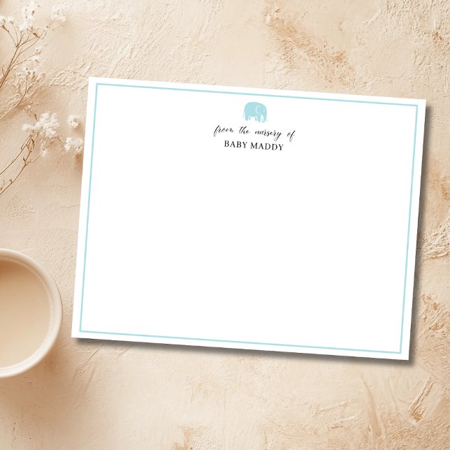 Invitación Powder Blue Elephant Nursery Stationery Note Card (Subido por el creador)