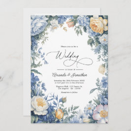 Invitación Powder Blue, Lemon Chiffon & Soft White Wedding