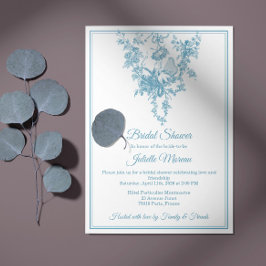 Invitación Powder Blue Toile de Jouy Bridal Shower Invitation
