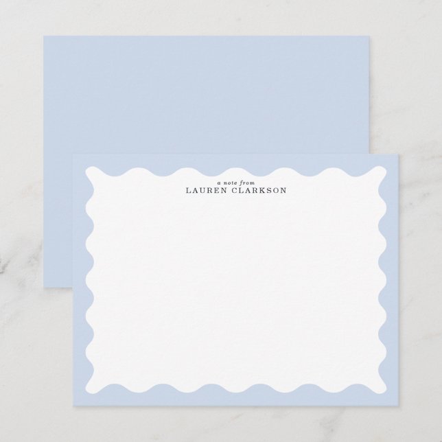Invitación Powder Blue Wavy Frame Note Card (Anverso / Reverso)