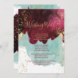 Invitación Pozo de Deseos de Acuarela Dorada Rojo Marsala Ver