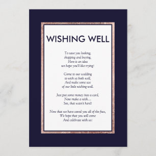 Invitación Pozo de los Deseos Simple de Color Azul Marino con