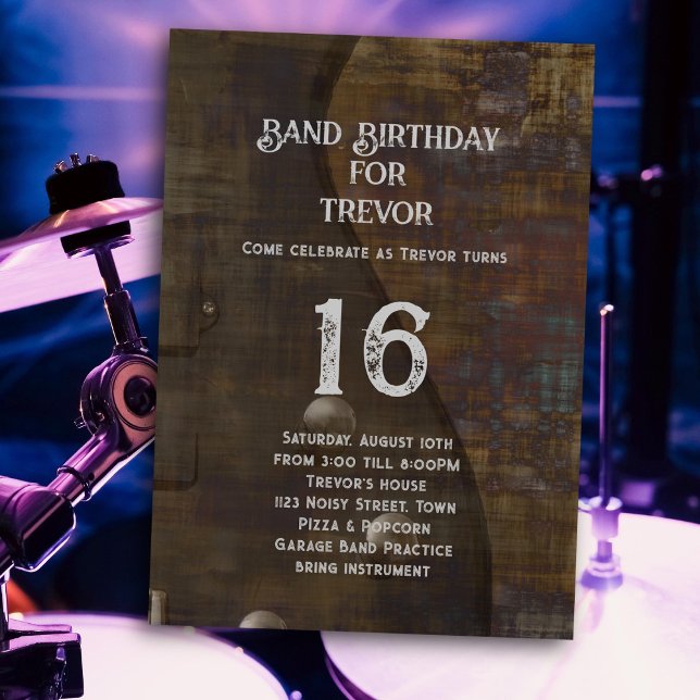 Invitación Práctica de banda Cumpleaños Guitarrista (Subido por el creador)