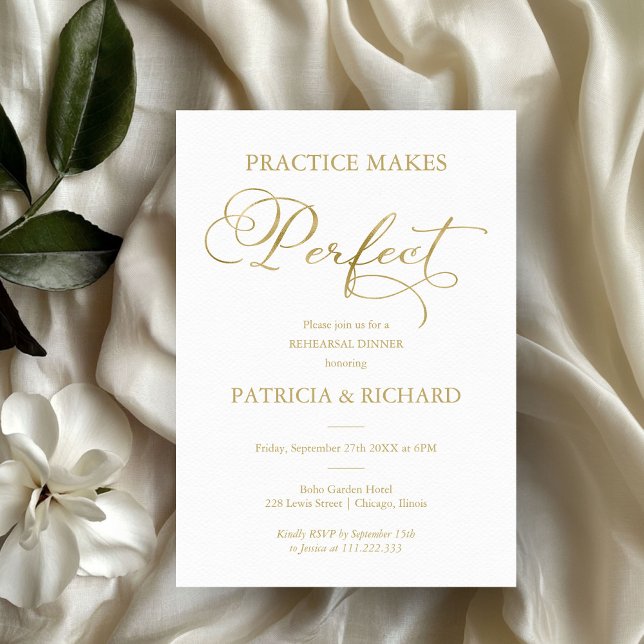 Invitación Practice Makes Perfect Cena de Ensayo de Papel de  (Subido por el creador)