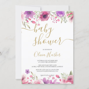 Invitación Pradera de flores para baby shower de niña