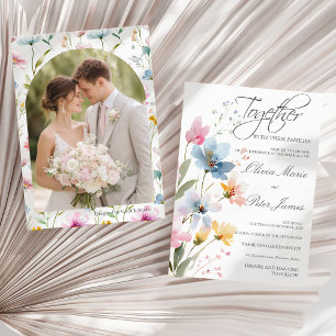 Invitación Pradera de flores silvestres acuarela boda