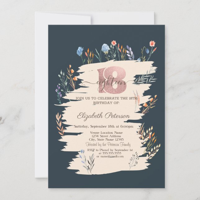 Invitación Pradera de flores silvestres de primavera cumple 1 (Anverso)