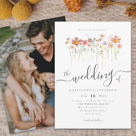 Invitación Pradera de Flores Silvestres Escritura Boho Elegan