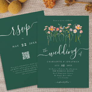 Invitación Pradera de flores silvestres Letra elegante Código