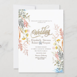 Invitación Prado Colorido de Flores Silvestres Secas de Prima
