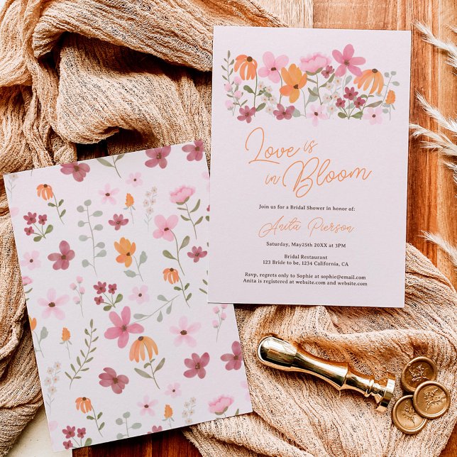 Invitación Prado de boho lindo pequeña ducha de novia con flo (Subido por el creador)