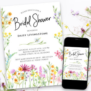 Invitación Prado de flores silvestres Bridal Shower floral bo