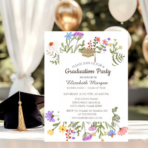 Invitación Prado de flores silvestres con acuarela Graduación