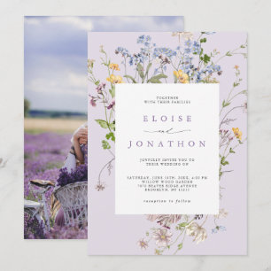 Invitación Prado de flores silvestres de lavanda Jardín Foto 