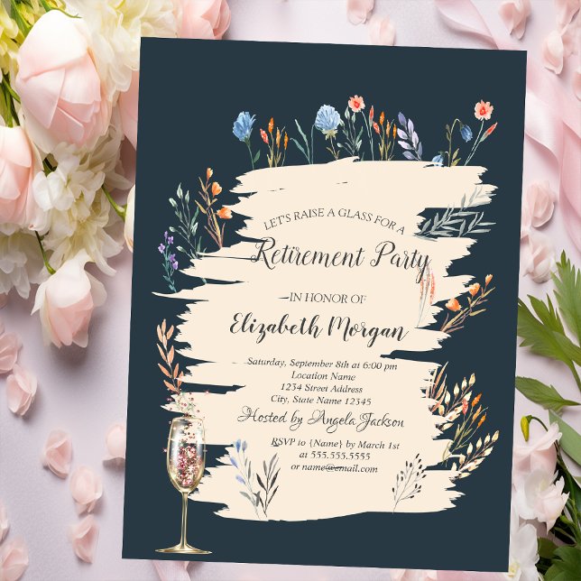 Invitación Prado de flores silvestres de primavera,Jubilación (Subido por el creador)