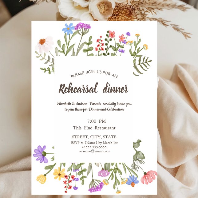 Invitación Prado de flores silvestres en acuarela (Subido por el creador)