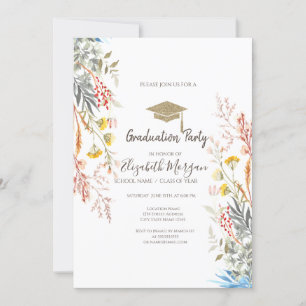 Invitación Prado de Flores Silvestres Secas Graduación