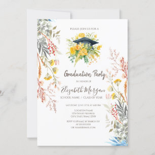 Invitación Prado de flores silvestres secas Graduación Gorra