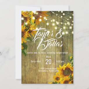 Invitación Prado de Girasoles Diseño Floral Rústico