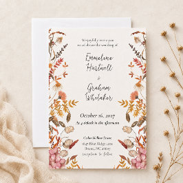 Invitación Prado Romántico de Otoño Acuarela Flores Silvestre