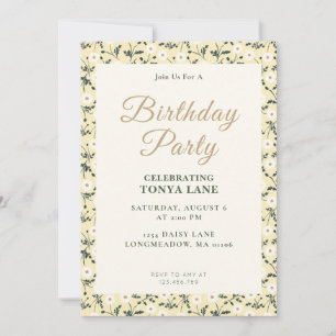 Invitación Prado Susurrante - Borde Floral Amarillo Mantequil