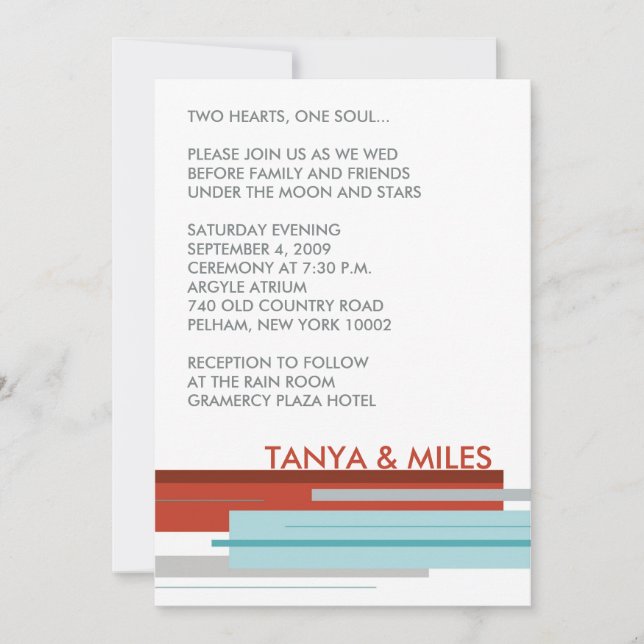 Invitación Praga invita:  Rojo moderno (Anverso)