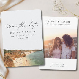 Invitación Praia de Albufeira Portugal Foto Guardar la Fecha