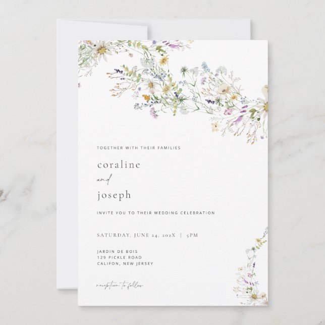 Invitación Prairie Wildflower Wedting Rustic (Reverso)