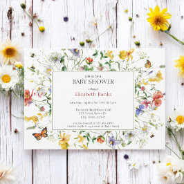 Invitación Prairie Wildflowers, Bebidas, mariposas Baby Showe