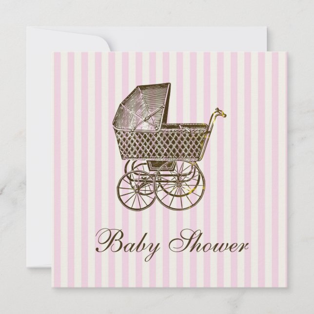 INVITACIÓN PRAM DE BEBÉ DE VENTAJA| BABY SHOWER (Anverso)