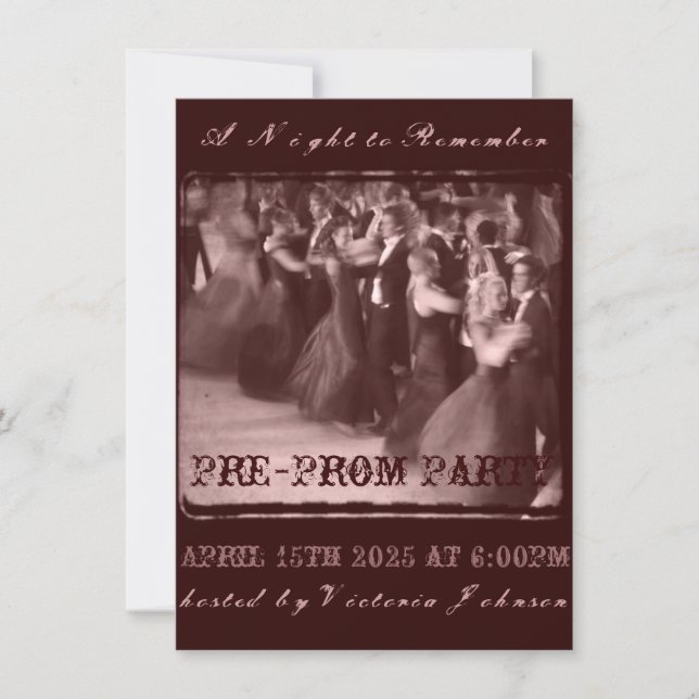 Invitación Pre-fiesta de la danza de la escuela de la (Anverso)