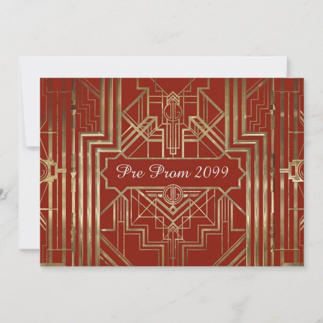 Invitación pre-Prom, Quinceanera,Gatsby V3 (Anverso)