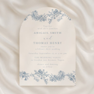 Invitación Preciosa Boda de Arco Floral Azul Vintage