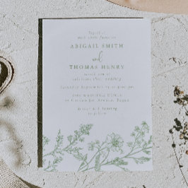 Invitación Preciosa boda de arte de línea de salvia