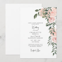Preciosa boda floral de acuarela rosa blanca