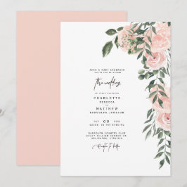 Invitación Preciosa Boda Floral Rosado de los Padres de la No