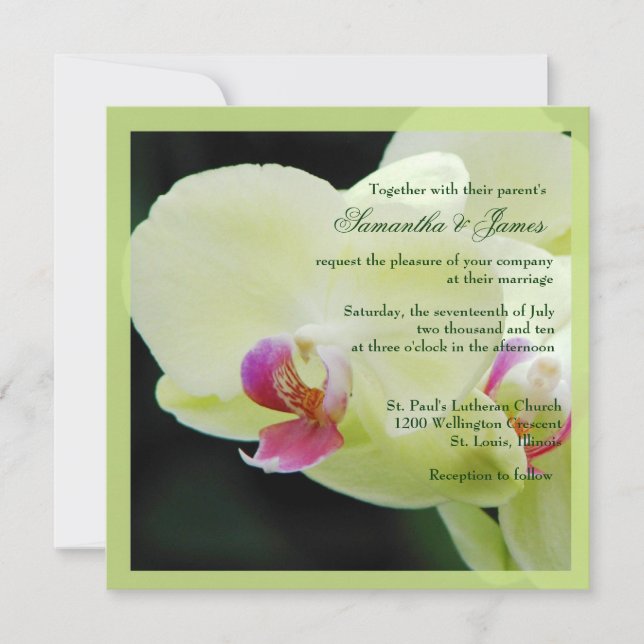 Invitación preciosa de la boda de la orquídea (Anverso)