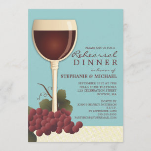 Invitación preciosa del vino y de la cena del