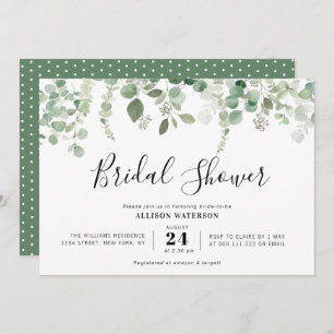 Invitación preciosa ducha de bridas eucalipto verde