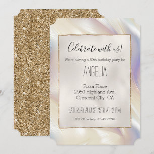 Invitación Preciosa perla elegante azul turquesa con espiral 