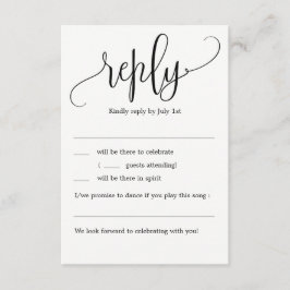 Invitación Preciosa RSVP de Boda con Caligrafía sin Menú