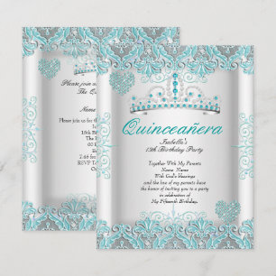 Invitación Preciosa Tiara de Corazones para Fiesta de Quincea
