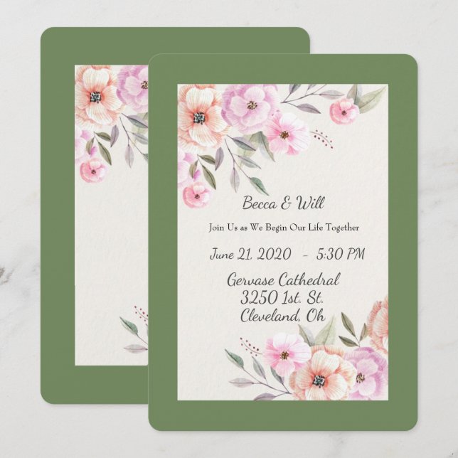 Invitación Preciosas Pétalos Pastel (Anverso / Reverso)