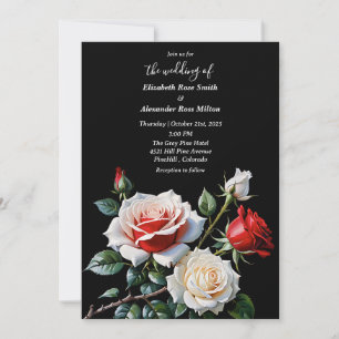 Invitación Preciosas rosas blancas rojas rosadas oscuras flor
