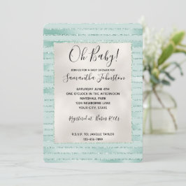 Invitación Precioso Aqua Menta Glitzy Brillo Rayas