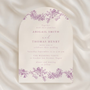 Invitación Precioso Arco Floral Rosa Vintage Boda